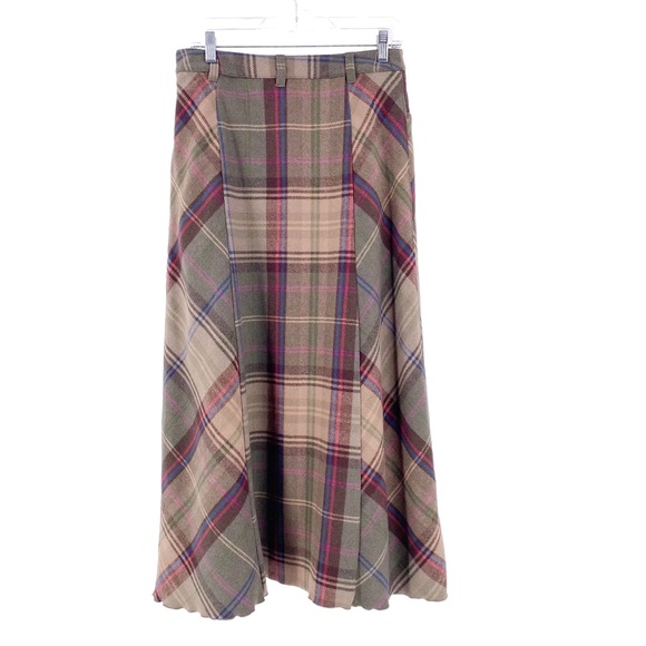 Vintage Liz Claiborne Pencil Maxi Skirt Wool Blend Size 8 Plaid Teacher Modest - Picture 2 of 5